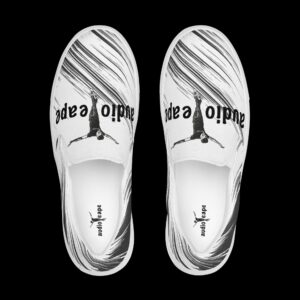 Black/White audioTeape Men’s slip-on canvas shoes